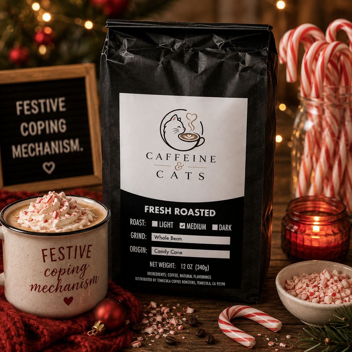 Festive Coping Mechanism — Candy Cane Flavored Coffee